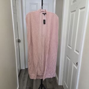 NWT RW & Co Blush Pink Cotton Blend Long Open Front Tunic Cardigan